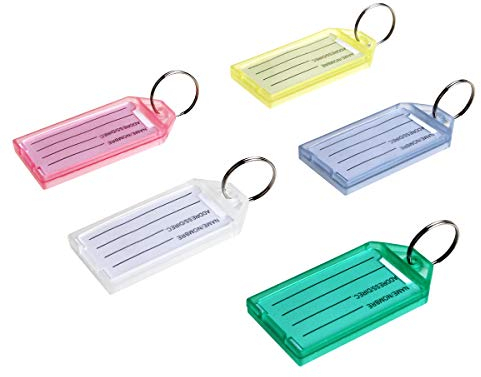 STARVAST 40Pcs Porte Clef Etiquette, Porte Cle de Couleur, Porte Clés Etiquette en Plastique avec Anneau Fendu Porte-Clés, Couleurs Assorties