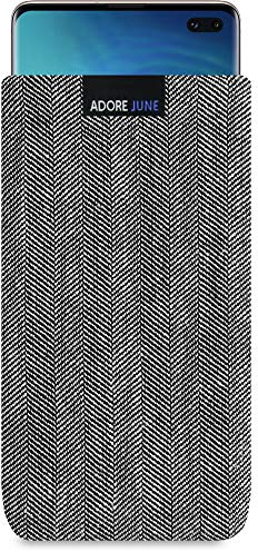 Adore June Business Housse Compatible avec Samsung Galaxy S10 Plus / S10+, Pochette Établie Caractéristique Matériel avec Affichage Nettoyage Effet, Gris/Noir