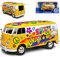 Motormax Volkwagen T1 Flower Power Gelb Love and Peace Blumen 1950-1967 1/24 Modell Auto mit individiuellem Wunschkennzeichen