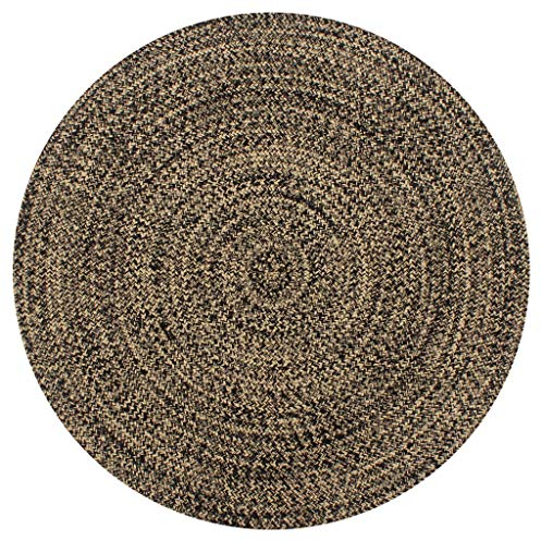 vidaXL Teppich Handgefertigt Kurzflor Wohnzimmerteppich Handwebteppich Juteteppich Läufer Schlafzimmer Flur Jute Geflochten Schwarz Natur 120cm
