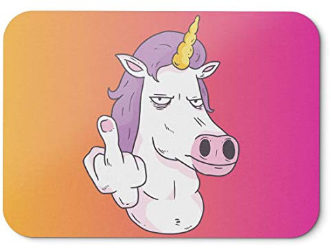 BLAK TEE Angry Unicorn Finger Mouse Pad 18 x 22 cm in 3 Colours Pink Yellow