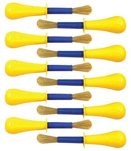 Lexicon Select Set of 10 Jumbo Non Roll Toddler/Children's Paint Brushes with Colour Mixing Chart