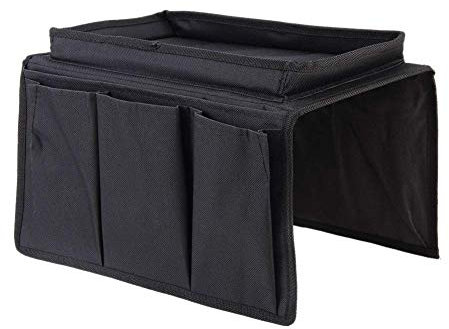 Amusingtao Divano Bracciolo Organizzatore, Divano Telecomando Supporto Divano Tessuto Oxford Agenda con Tazza Supporto Vassoio per Poltrona Inclinabile Materasso Sedia Braccioli - Nero, Free Size