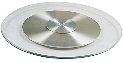 Glass Lazy Susan Plateau Plateau En Verre Rotatif Tournant Service Verre,Verre trempé,360 °, différentes tailles, adapté aux hôtels et restaurants, peut mettre des gâteaux au fromage Durable/Tr