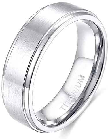 Zakk Ring Herren Damen Titan Verlobungsringe Eheringe Trauringe Silber Gebürstet 4mm 6mm 8mm(Silber-6mm, 68 (21.6))