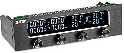 Allowish Multi-Function PC CPU 4 Channel Fan Controller Speed Control Adjuster LCD Cooling Front Panel