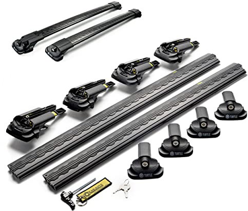 Turtle AIR1 | Dachgepäckträger Dachträger | Kompatibel mit Toyota Land Cruiser 150 2009-; Dient der Montage von Dachboxen, oder Dachfahrradträger, Leiter | Robuste Konstruktion aus Aluminium | TÜV