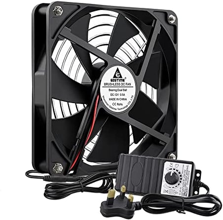 GDSTIME 140mm Case Fan 12V PC fan 220V 240V AC Powered 140mm x 25mm with 4V - 12V Adjustable Controller Dual Ball Bearing 2800 RPM Cooling For Box Cabinet Fridge Chassis PSU