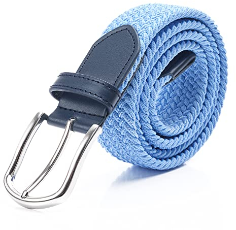 DWOY Elastischer Stoffgürtel Geflochtener Gürtel für Damen und Herren (Hellblau, 105)