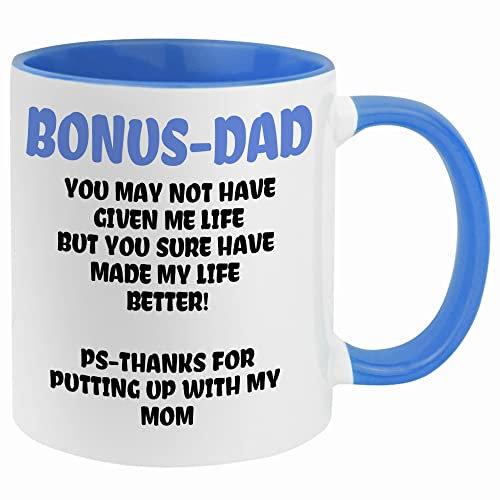 Fatbaby Bonus Dad Coffee Mug,Funny Coffee Mug Gifts for Step Dad from Daughter Son Stepdaughter,Father's Day Birthday Christmas Gifts for Stepdad