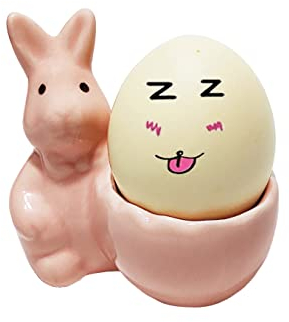MaoYaMao Eierbecher aus Keramik, Hase, Osterhase, Eierständer für hart gekochte Eier (Rosa)