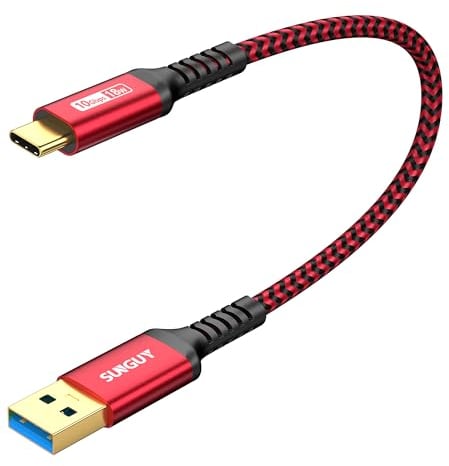 SUNGUY USB C Kabel Kurz, 30cm USB 3.1 aud USB C Ladekabel, 10Gbps USB C Datenkabel Kompatibel mit Android Auto, iPhone 16/15 Plus Pro Max, HUAWEI P30, XIAOMI,Google Pixel 6-Rot