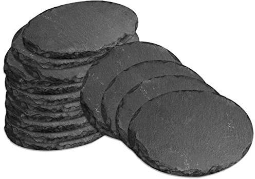 mtb more energy 15er Set Schiefer Schilder Täfelchen - 10x7 cm - Oval - zum selbst Beschriften für Garten, Haushalt, Basteln, Geschenke