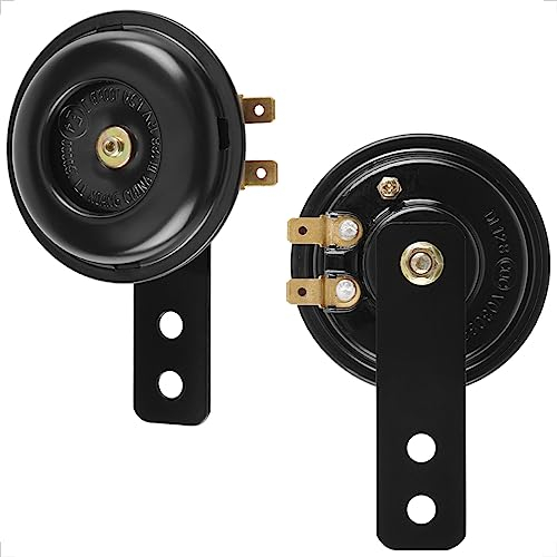 Evermotor Signalhorn Motorrad Hupe 12v Laut Mini Klein Roller Autohupe Schwarz für Simson s51 Yamaha Kawasaki Moped Signalhörner mit e-mark e-geprüft (2 Stück)