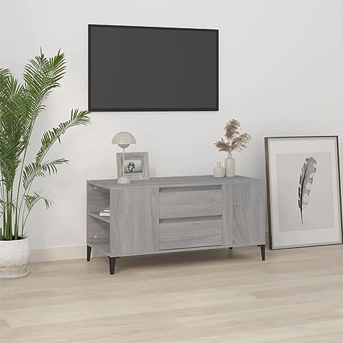 Bussandri Exclusive - TV-Schrank Grau Sonoma 102x44,5x50 cm Holzwerkstoff
