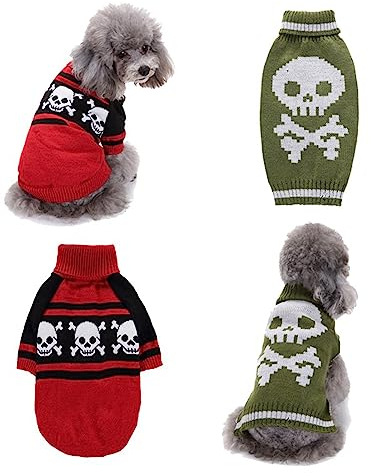 2 Totenkopf-Hundepullover, Winddichte und Warme Rollkragen-Hundepullover für kleine, Mittlere und Große Hunde (L)