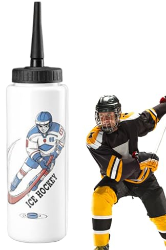 Fukamou Bouteille d'eau de Hockey - Gourde Hockey,Bouteilles compressibles Portables de Grande capacité de 1 Litre avec Longue Paille - Bouteille d'eau de Hockey sur Glace Portable, Le Hockey, Le