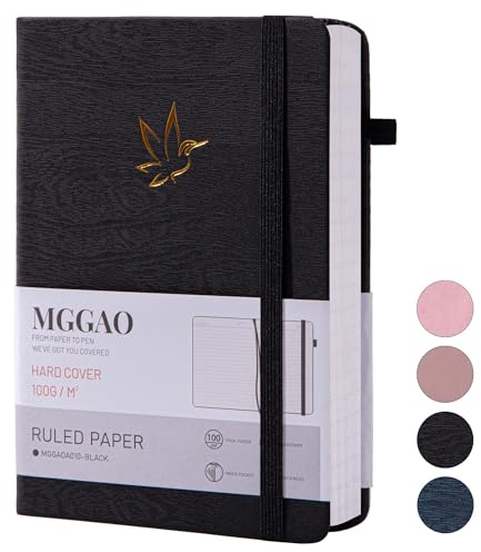 MGGAO Liniertes Journal-Notizbuch, Schreibjournale, College-liniert, 320 Seiten, Hardcover-Notizbuch, 100 g/m² Papier, A5-Größe für Arbeit, Business, Studium