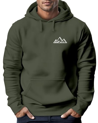 Neverless® Hoodie Herren Polygon Print Wandern Berg-Motiv Geometric Kapuzen-Pullover Männer Fashion Streetstyle