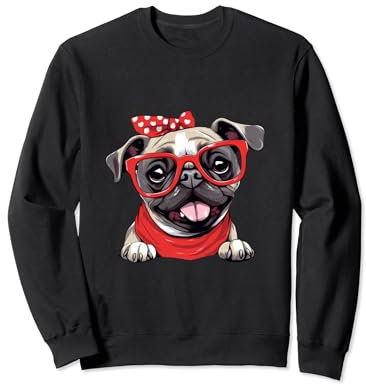 Tiere Hunde mit Halstuch und Sonnebrille Mops Sweatshirt