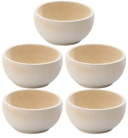 HOLIDYOYO Juego De 5 Mini Cuencos De Madera Natural Para Manualidades Diy Cuencos Pequeños De Madera Para Niños Decoración Creativa Y Proyectos De Bricolaje