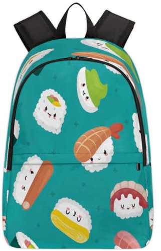 TropicalLife Süßer Sushi-Rucksack für Männer, Frauen, Mädchen, Jungen, Kinder, lustiger Sushi-Rucksack, 17,4 l, Rucksack, Schule, Büchertasche, Reise-Laptop-Tasche, Tagesrucksack, farbig, 17.4 L