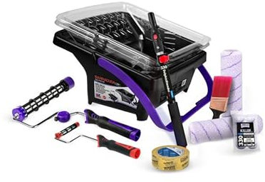 BARRACUDE Profi Maler-Set PREMIUM 12-teilig Komplett-Set - Farbwanne, Einlagen, Griffe, Farbrollen, Pinsel, Malerband, Teleskopstiel