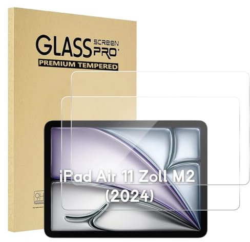 AsWant 2 Verre Protection Écran pour iPad Air 11 Zoll M2 (2024), 9H, Anti Rayures Verre Trempé, sans Bulles Film Glass pour iPad Air 11 Zoll M2