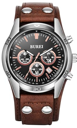 Herrenuhr Chronograph Vintage Braun Lederarmband Multi Zifferblatt Kalender wasserdichte Uhr Simulierter Quarz Klassische Sport Herrenuhr Geschenk (Braun)