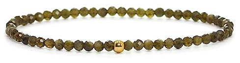 Echtes Goldobsidian Edelstein Armband mit facettierten 3mm Perlen - verschiedene Längen - Heilstein Schutzstein Edelsteinarmband Glücksbringer Talisman Geschenk (Goldobs., 22CM)