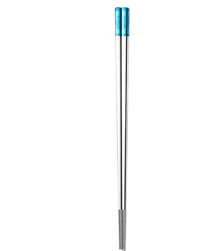 CTCOIJRN 1 par de Palillos Chinos prácticos, Palillos Chinos de Acero 316L Redondeados(BLU)