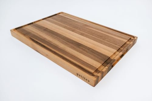 GULILES Planche à découper fabriquée à la main en bois de noyer naturel, huilé | comestible pour la préparation des aliments, de la viande, des légumes, du pain, des craquelins et du fromage (XL)