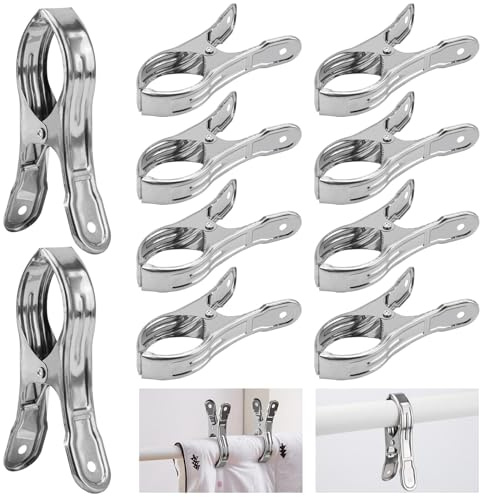 8 Stück Wäscheklammern Edelstahl Handtuchklammern Große Strandtuch Clips, 12cm Spannklammern Metall Strandklammern Camping Klammern Wäsche Handtuchclips für Strandtücher Handtuch Badetuch Bekleidung