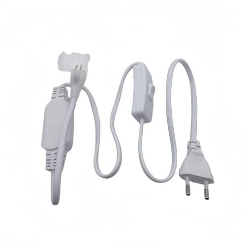 ONSSI Conector Enchufe con Interruptor para Tiras Led Neón 220V Ancho de 10 mm (Diámetro de la Luz Led 8 mm),Rectificador 8A IP65 Para Neon Led 220v Largo de 1M