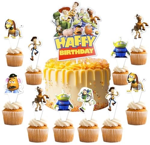 Cake Toppers, Themed Birthday Cake Decorations for Girls and Boys Birthday Party Decoration, Personalised Paper Cake Decorating Kit Happy Birthday Cake Topper