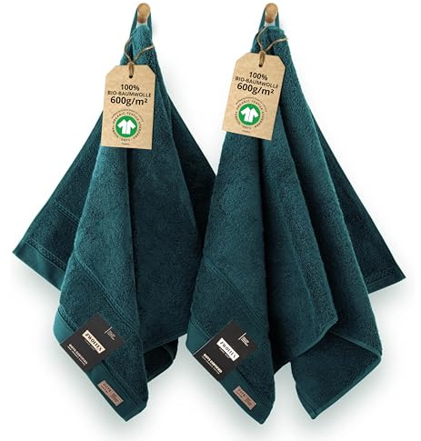ZWOLTEX - Premium Handtücher 50x100 2er Set Türkis [650 g/m²], 100% Bio Baumwolle GOTS Zertifizert, ÖKO-TEX, Ultra Weich & Saugfähig - Queen Collection