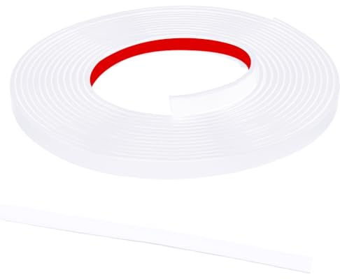 GORGECRAFT 5m x 10mm Peel and Stick Molding Trim Flexible Self-Adhesive Decorative Strips White Floor Edge Moulding Trim Caulk Line for Laminate Flooring Tile Mirror Wall Corner Ceiling Cabinet Decor