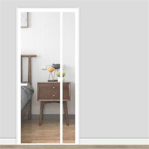 Magnetisches Türschutznetz für Fliegengitter, Insektenschutz, unsichtbar, für den Sommer, Innenbereich, rechts offen, weiß, B 90 cm x H 210 cm
