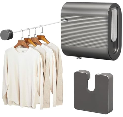 Stendibiancheria Retrattile,4.2M Acciaio Inossidabile Corda da Bucato Riavvolgibile, Estensibile per Interni ed Esterni, Biancheria Retrattile per Interni ed Esterni