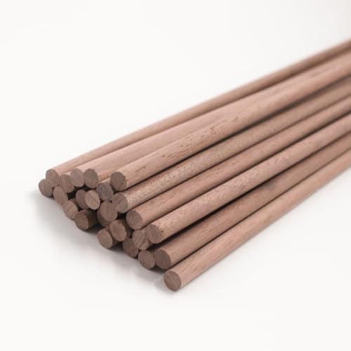24 Stück Holzstäbe zum Basteln,Holzstab aus Walnuss,Ø 6 mm Länge 30 cm Rundholz Holzstäbchen für Modellbau DIY Handwerk und Deko