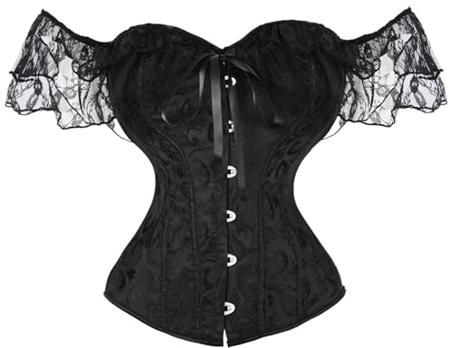 SUKUTU Corsé de pecho completo para Mujer con Tirantes de Encaje parte superior ajustada al Cuerpo corsé gótico Retro con cierre Frontal Ropa interior moldeadora