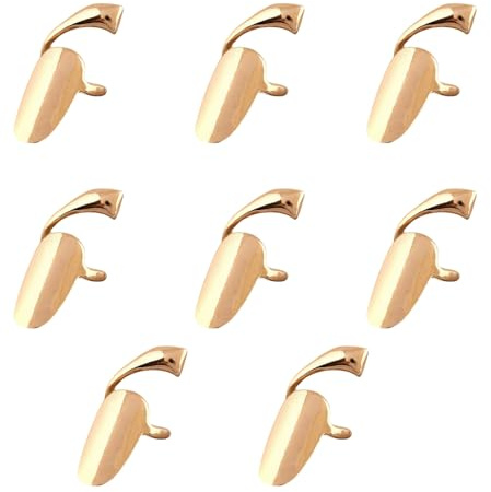 VrotQyn 8 Pcs Gold Fingernail Rings, Adjustable Metal Fingertip Protectors | 8 adjustable gold metal fingertip rings with open bands, one size fits most, shiny nail covers for parties and daily wear