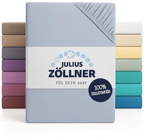 Julius Zöllner Jersey Spannbettlaken für Baby- & Kinderbett, Größe: 60x120cm / 70x140cm, 100% Jersey-Baumwolle, Oeko-TEX Standard 100 Zertifiziert, 2er Pack, Denim