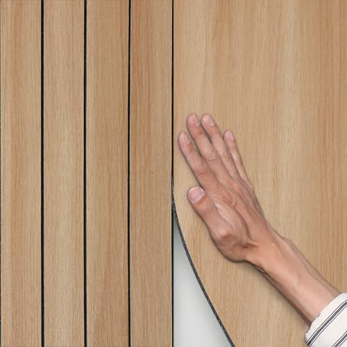Tarwanear 6Rolls Peel and Stick Wall Panels Self-Adhesive Wood Panels for Walls,40x300cm Waterproof Insulating 3D Effect Wallpaper for Living Room,Bedroom,Kitchen,Ceiling,TV Background(Light Grey)