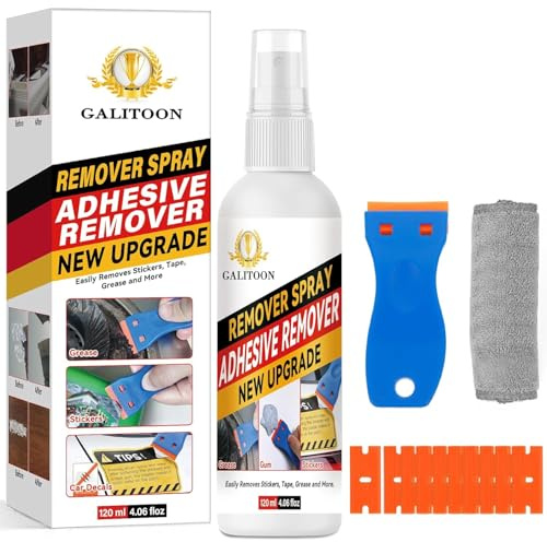Sticky Stuff Remover, Adhesive Remover, Sticker Remover for Easy Removal of Stickers, Labels, Decals, Surface-Safe Glue Remover with Plastic Scraper, Remover Gel Adhesive Remover for Cars (120ML)