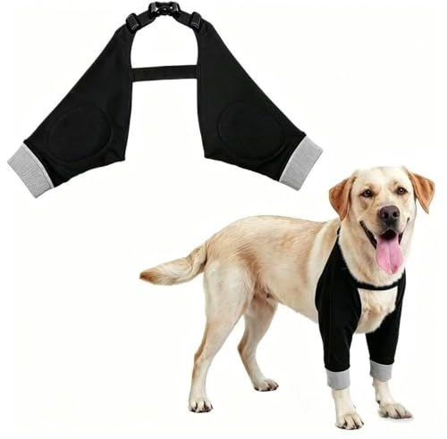 Kukaster Pet Hundebody Nach OP für Vorderbeine, Ellenbogenbandage Hund Vorderbein, Wundschutzanzüge für Hunde mit Bein, Op Body Hund Leckschutz für Verletzung Hund, Schwarz grau, M