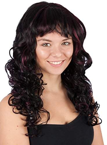 Perücke Alexia gelockt schwarz burgundi neu