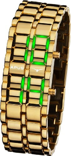 APUS Zeta Gold Green AS-ZT-GG LED Uhr für Herren Design Highlight