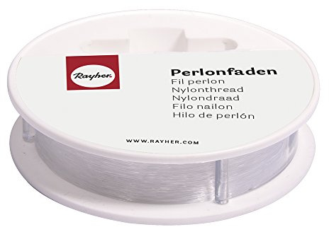 Rayher 8923300 Perlonfaden transparent, 0,15 mm, Reißfest 1 kg, Hängelast 200 g, Rolle 50 m