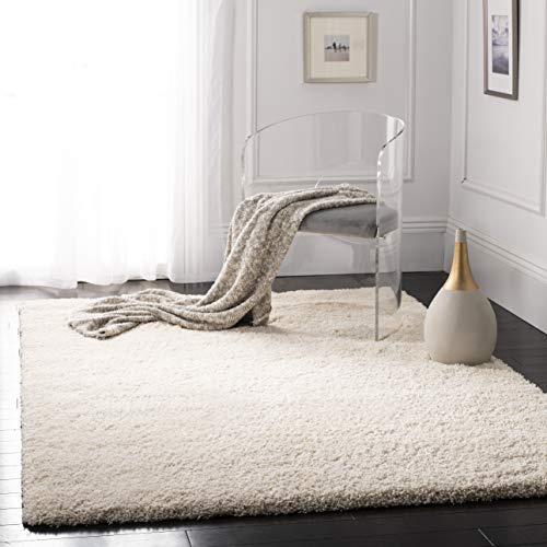 SAFAVIEH Zottelig Teppich für Wohnzimmer, Esszimmer, Schlafzimmer - California Shag Collection, Hoher Flor, Elfenbein, 160 X 229 cm